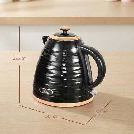Electric Kettle 1.7L Fast Boil 3kW with Removable Anti-Scale Filter Auto Shut-Off 360° Swivel - Black