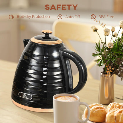 Electric Kettle 1.7L Fast Boil 3kW with Removable Anti-Scale Filter Auto Shut-Off 360° Swivel - Black