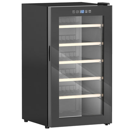 41 Bottle Wine Fridge 91L with Glass Door, LED Light & Digital Touch Control - Black