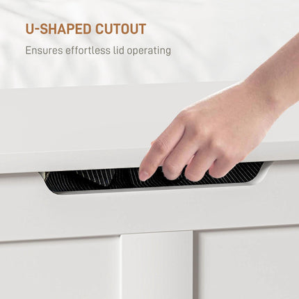 100L Home Storage Box with Safety Hinges and Seating - White Wood-Effect