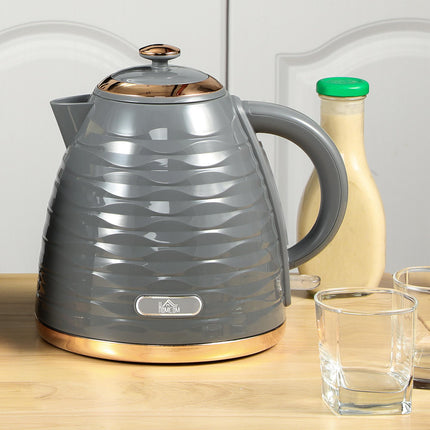 Electric Kettle 1.7L Fast Boil 3kW with Removable Anti-scale Filter Auto Shut-off 360° Swivel - Grey