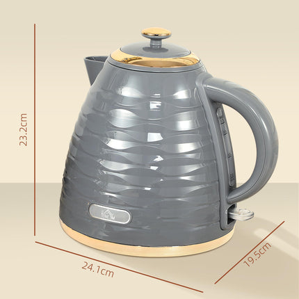 Electric Kettle 1.7L Fast Boil 3kW with Removable Anti-scale Filter Auto Shut-off 360° Swivel - Grey