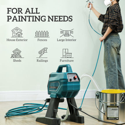 Airless Electric Paint Sprayer 1.5L/min 200 Bar with 7.5m Hose for Interior & Exterior DIY - Blue