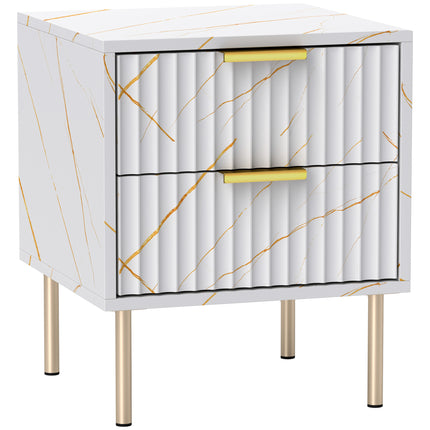 Elegant Two-Drawer Bedside Table - Whitee