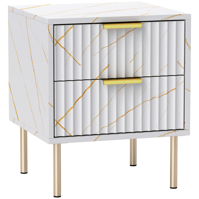 Elegant Two-Drawer Bedside Table - Whitee