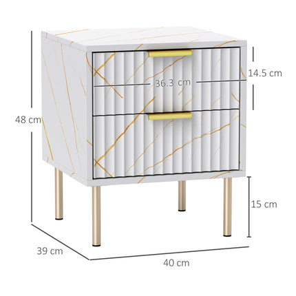 Elegant Two-Drawer Bedside Table - Whitee