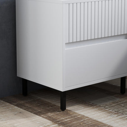 Simple Line Two-Drawer Bedside Table with Indented Detail - White