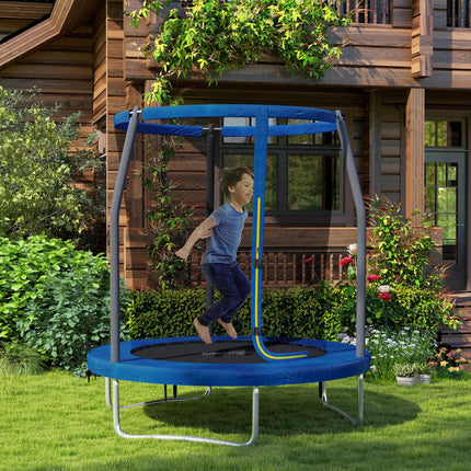 6ft Outdoor Trampoline with Safety Enclosure Net and Steel Frame - Blue and Black