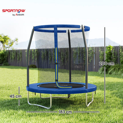 6ft Outdoor Trampoline with Safety Enclosure Net and Steel Frame - Blue and Black