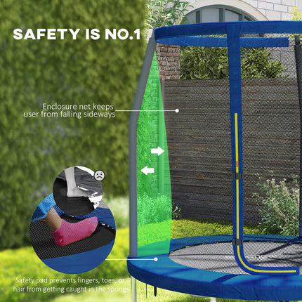 6ft Outdoor Trampoline with Safety Enclosure Net and Steel Frame - Blue and Black