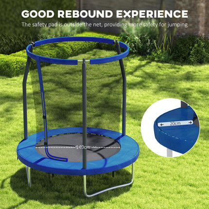 6ft Outdoor Trampoline with Safety Enclosure Net and Steel Frame - Blue and Black