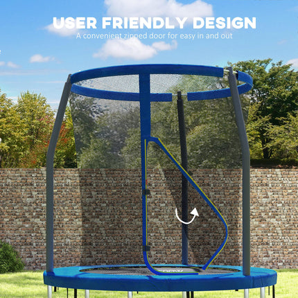 6ft Outdoor Trampoline with Safety Enclosure Net and Steel Frame - Blue and Black