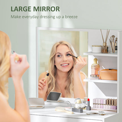 Dressing Table with Mirror and Storage - White