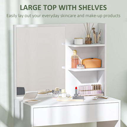 Dressing Table with Mirror and Storage - White
