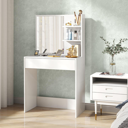 Dressing Table with Mirror and Storage - White