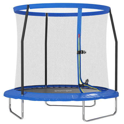 8ft Outdoor Trampoline with Safety Enclosure Net and Steel Frame - Blue and Black