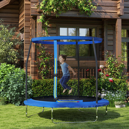 8ft Outdoor Trampoline with Safety Enclosure Net and Steel Frame - Blue and Black