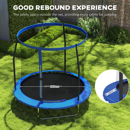 8ft Outdoor Trampoline with Safety Enclosure Net and Steel Frame - Blue and Black