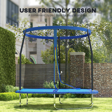 8ft Outdoor Trampoline with Safety Enclosure Net and Steel Frame - Blue and Black