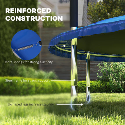 8ft Outdoor Trampoline with Safety Enclosure Net and Steel Frame - Blue and Black