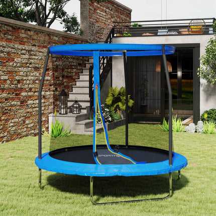 8ft Outdoor Trampoline with Safety Enclosure Net and Steel Frame - Blue and Black