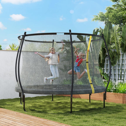 8ft Outdoor Trampoline with Enclosure Net and Spring Cover - Black