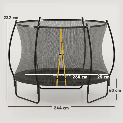 8ft Outdoor Trampoline with Enclosure Net and Spring Cover - Black