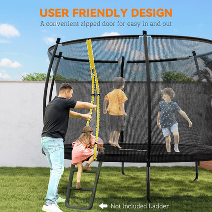 8ft Outdoor Trampoline with Enclosure Net and Spring Cover - Black
