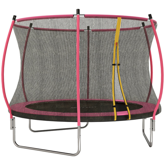 10ft Outdoor Trampoline with Enclosure Net, Spring Cover, Pink