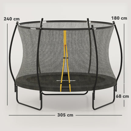 10ft Outdoor Trampoline with Enclosure Net and Spring Cover - Black