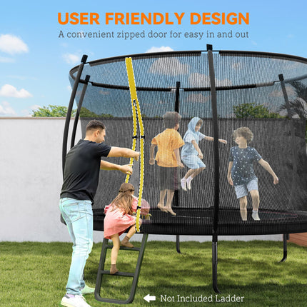 10ft Outdoor Trampoline with Enclosure Net and Spring Cover - Black