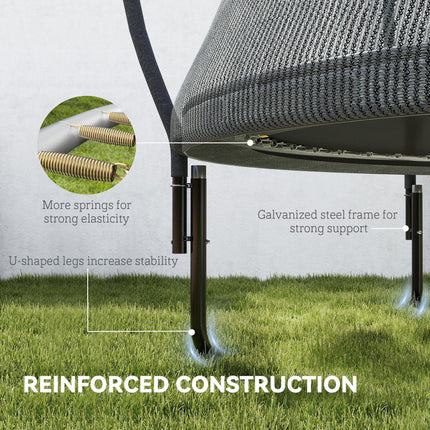 10ft Outdoor Trampoline with Enclosure Net and Spring Cover - Black