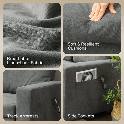 Convertible L-Shaped 3 Seater Sofa Bed with Storage and Reversible Chaise - Charcoal Grey
