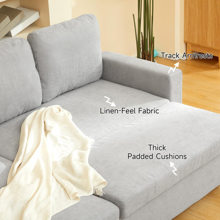 L Sofa Bed with Storage, Reversible Chaise - Light Grey