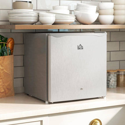 46 Litre Lockable Countertop Fridge with Adjustable Temperature and Reversible Door - Grey
