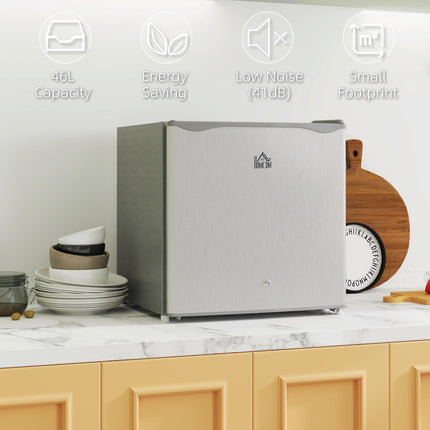 46 Litre Lockable Countertop Fridge with Adjustable Temperature and Reversible Door - Grey