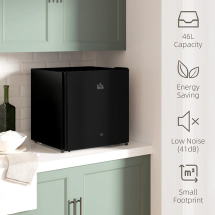 46 Litre Lockable Countertop Fridge with Adjustable Temperature and Reversible Door - Black