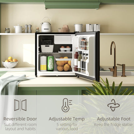 46 Litre Lockable Countertop Fridge with Adjustable Temperature and Reversible Door - Black