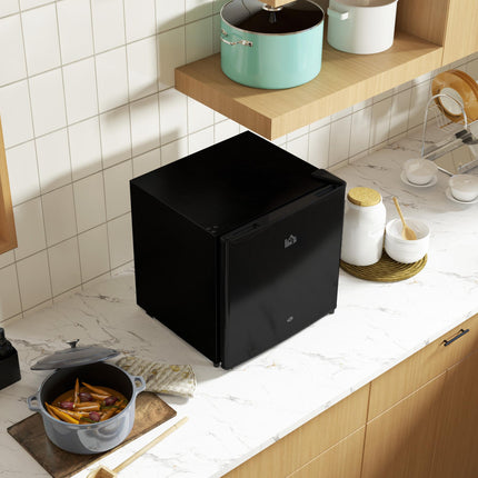 46 Litre Lockable Countertop Fridge with Adjustable Temperature and Reversible Door - Black