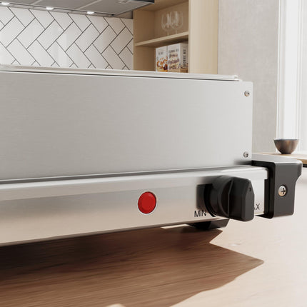 Electric Food Warmer 4 Tray 4.5L Buffet Server with Adjustable Temperature and Lids - Silver