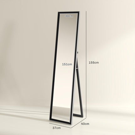 Full Length Wall Mounted Leaning Free Standing Mirror 37 x 157cm - Black