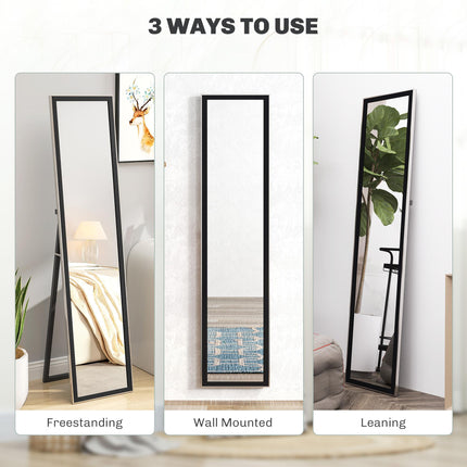 Full Length Wall Mounted Leaning Free Standing Mirror 37 x 157cm - Black