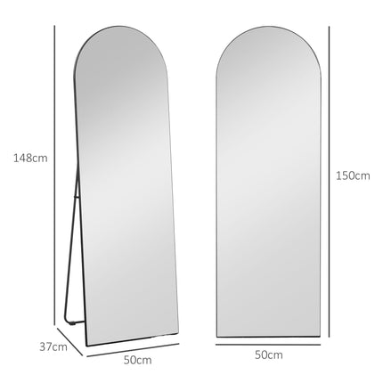 150cm Arched Full Length Mirror with Stand - Black