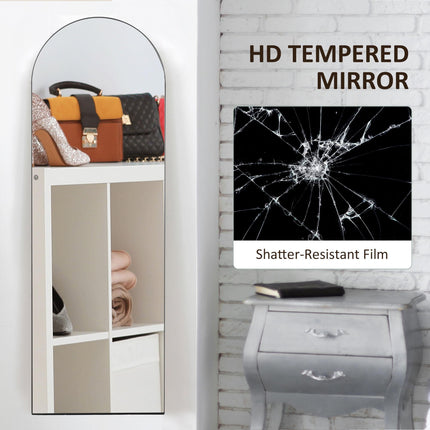 150cm Arched Full Length Mirror with Stand - Black