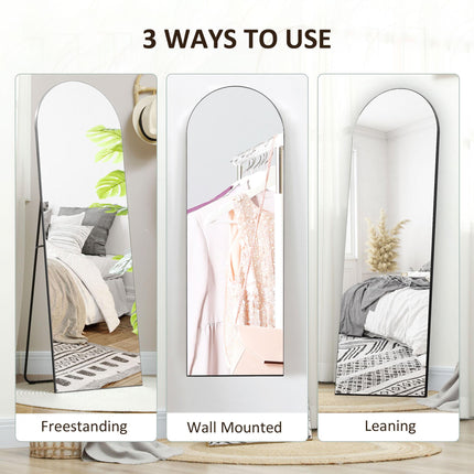 150cm Arched Full Length Mirror with Stand - Black