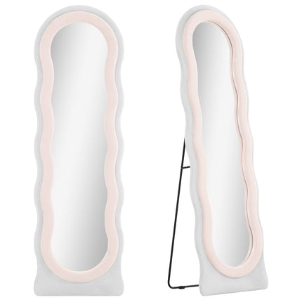 Wavy Velvet-Feel Full Length Mirror - Pink