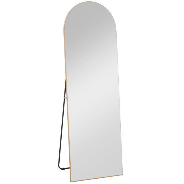 150cm Arched Full Length Mirror with Stand - Gold Tone