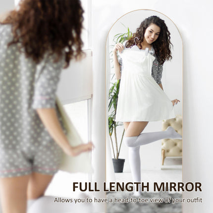 150cm Arched Full Length Mirror with Stand - Gold Tone