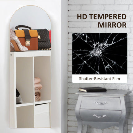 150cm Arched Full Length Mirror with Stand - Gold Tone