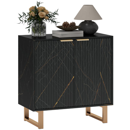 Elegant Storage Sideboard with Adjustable Shelves - Black/Gold-Tone